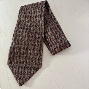 Bugatti Tie USA 100% Italian Silk Geometric Red Blue Tan 58" x 4"